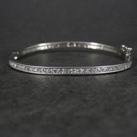 Estate Cubic Zirconia Bangle Bracelet 7.25"