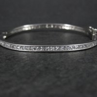 Estate Cubic Zirconia Bangle Bracelet 7.25"