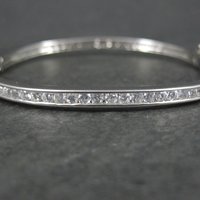 Estate Cubic Zirconia Bangle Bracelet 7.25"