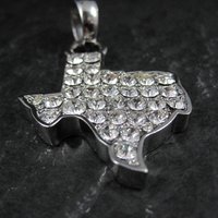 Silver Plated Rhinestone Texas Pendant