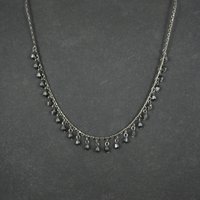 Vintage Bellagio Crystals Hematite Necklace 16"