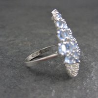 1990s Tanzanite Purple Cz Cocktail Ring Sterling Silver Size 6