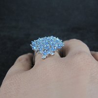 1990s Tanzanite Purple Cz Cocktail Ring Sterling Silver Size 6