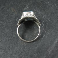 Vintage Balinese Sterling Topaz Blue Glass Ring Size 8