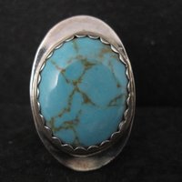 Vintage Navajo Sterling Turquoise Ring Size 6.5