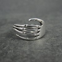 Artisan Sterling Silver Skeleton Hand Ring Size 8
