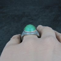 Vintage Sterling Silver Green Chalcedony Ring Size 7