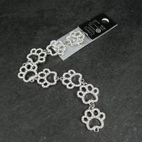Silver Rhinestone Paw Print Jewelry Connectors