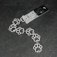 Silver Rhinestone Paw Print Jewelry Connectors
