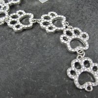 Silver Rhinestone Paw Print Jewelry Connectors