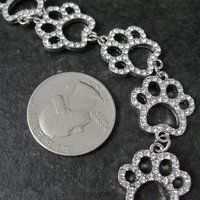 Silver Rhinestone Paw Print Jewelry Connectors