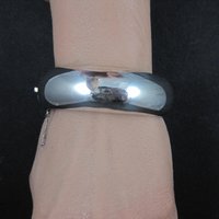 Vintage 1" Sterling Silver Bangle Bracelet 7 Inches Mexican Silver