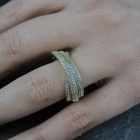 Vermeil Sterling Silver Crossover Ring Size 7.5