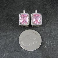French Back Pink Cz Earrings Sterling Silver