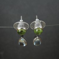 Estate Sterling Topaz & Peridot Earrings