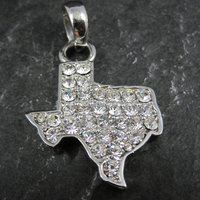 Silver Plated Rhinestone Texas Pendant