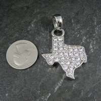 Silver Plated Rhinestone Texas Pendant