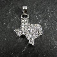 Silver Plated Rhinestone Texas Pendant