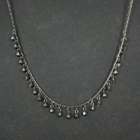 Vintage Bellagio Crystals Hematite Necklace 16"