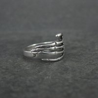 Artisan Sterling Silver Skeleton Hand Ring Size 8