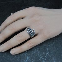 Artisan Sterling Silver Skeleton Hand Ring Size 8