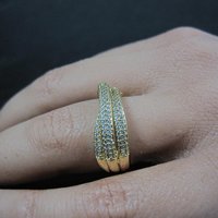 Vermeil Sterling Silver Crossover Ring Size 7.5
