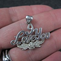 Vintage I Love You Pendant Sterling Silver