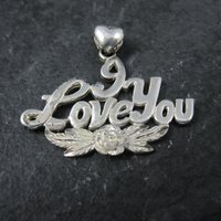 Vintage I Love You Pendant Sterling Silver