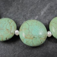 Cloud Mountain Green Turquoise and Pearl Necklace 17"