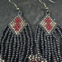Vintage Red & Black Beaded Earrings