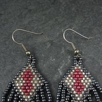 Vintage Red & Black Beaded Earrings