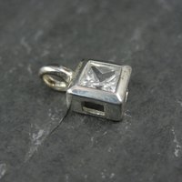 Small Sterling Cz Solitaire Pendant