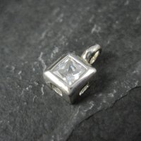 Small Sterling Cz Solitaire Pendant