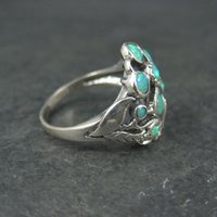 Sterling Silver Opal Flower Ring Size 7