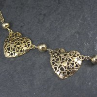 Gold Tone Filigree Heart Necklace 17.5"