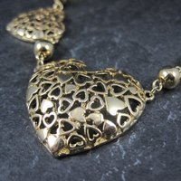 Gold Tone Filigree Heart Necklace 17.5"