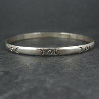 Mexican Sterling Triple Moon Bangle Bracelet 7.75"