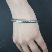 Mexican Sterling Triple Moon Bangle Bracelet 7.75"
