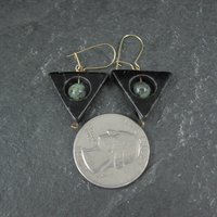 Onyx Moss Agate Triangle Earrings