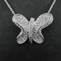 Sterling Silver Pink Butterfly Necklace