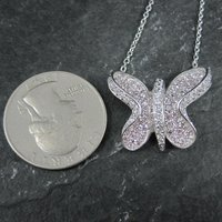 Sterling Silver Pink Butterfly Necklace