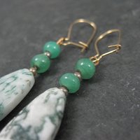 Moss Agate & Red Jasper Dangle Earrings