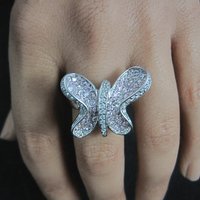 Estate Sterling Silver Pink Butterfly Ring Size 7.5