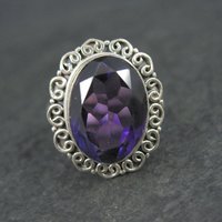 Sterling Silver Amethyst Ring Size 8 Estate Jewelry