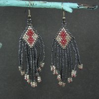Vintage Red & Black Beaded Earrings