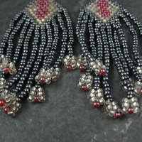 Vintage Red & Black Beaded Earrings