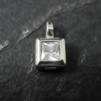 Small Sterling Cz Solitaire Pendant
