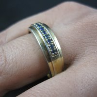 Mens Vermeil Sterling Sapphire Ring Size 13