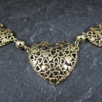 Gold Tone Filigree Heart Necklace 17.5"
