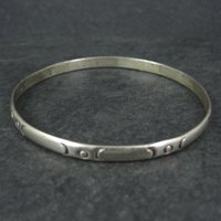 Mexican Sterling Triple Moon Bangle Bracelet 7.75"